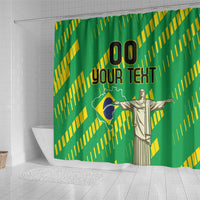 Custom Brazil Happy Independence Day Shower Curtain Cristo Redentor Flag Style