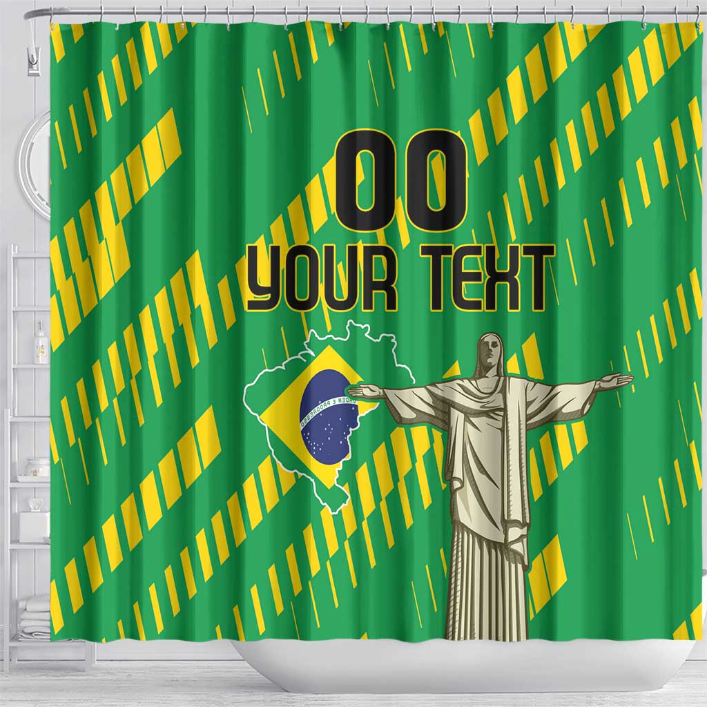 Custom Brazil Happy Independence Day Shower Curtain Cristo Redentor Flag Style