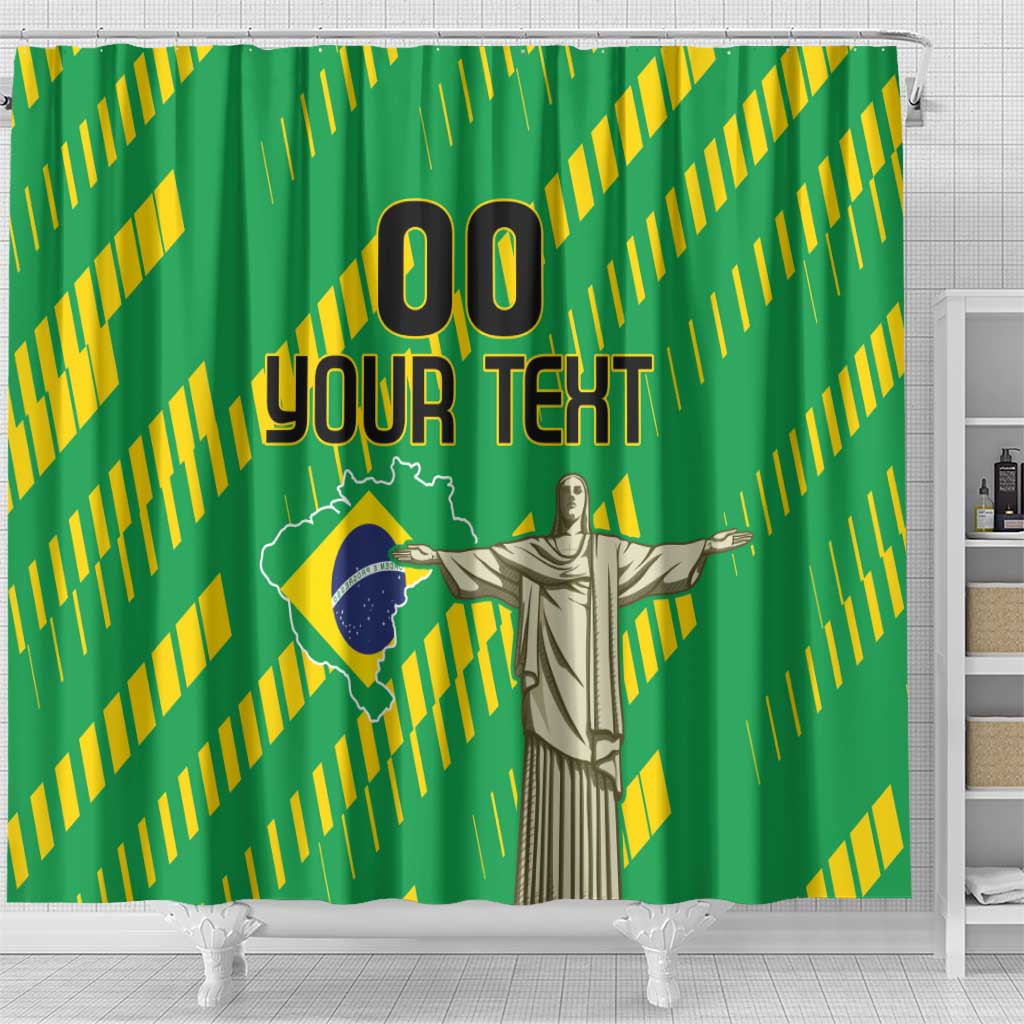 Custom Brazil Happy Independence Day Shower Curtain Cristo Redentor Flag Style