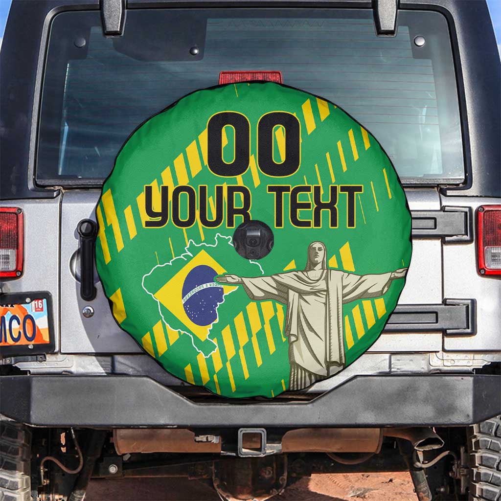 Custom Brazil Happy Independence Day Spare Tire Cover Cristo Redentor Flag Style - Wonder Print Shop