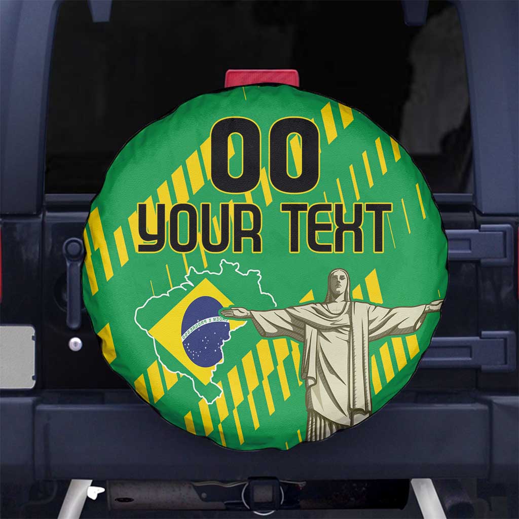 Custom Brazil Happy Independence Day Spare Tire Cover Cristo Redentor Flag Style - Wonder Print Shop