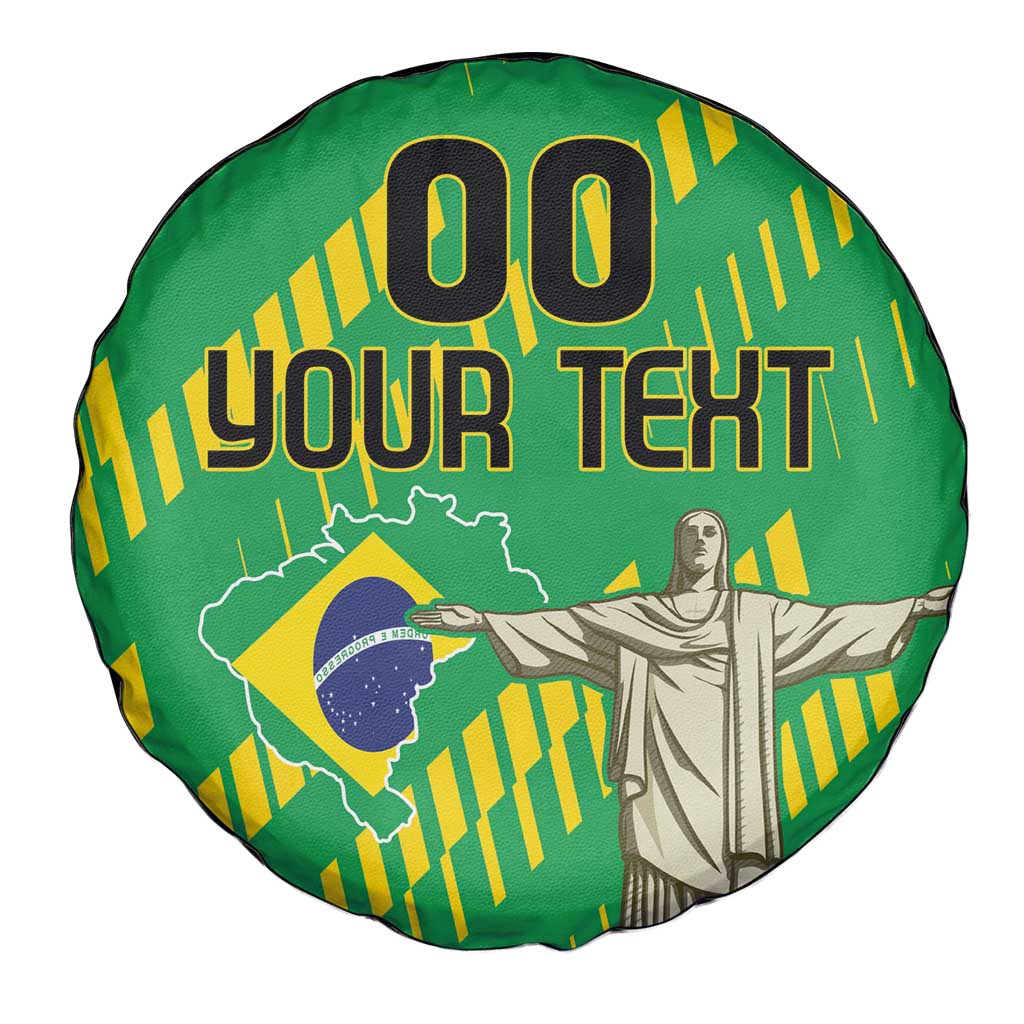 Custom Brazil Happy Independence Day Spare Tire Cover Cristo Redentor Flag Style - Wonder Print Shop
