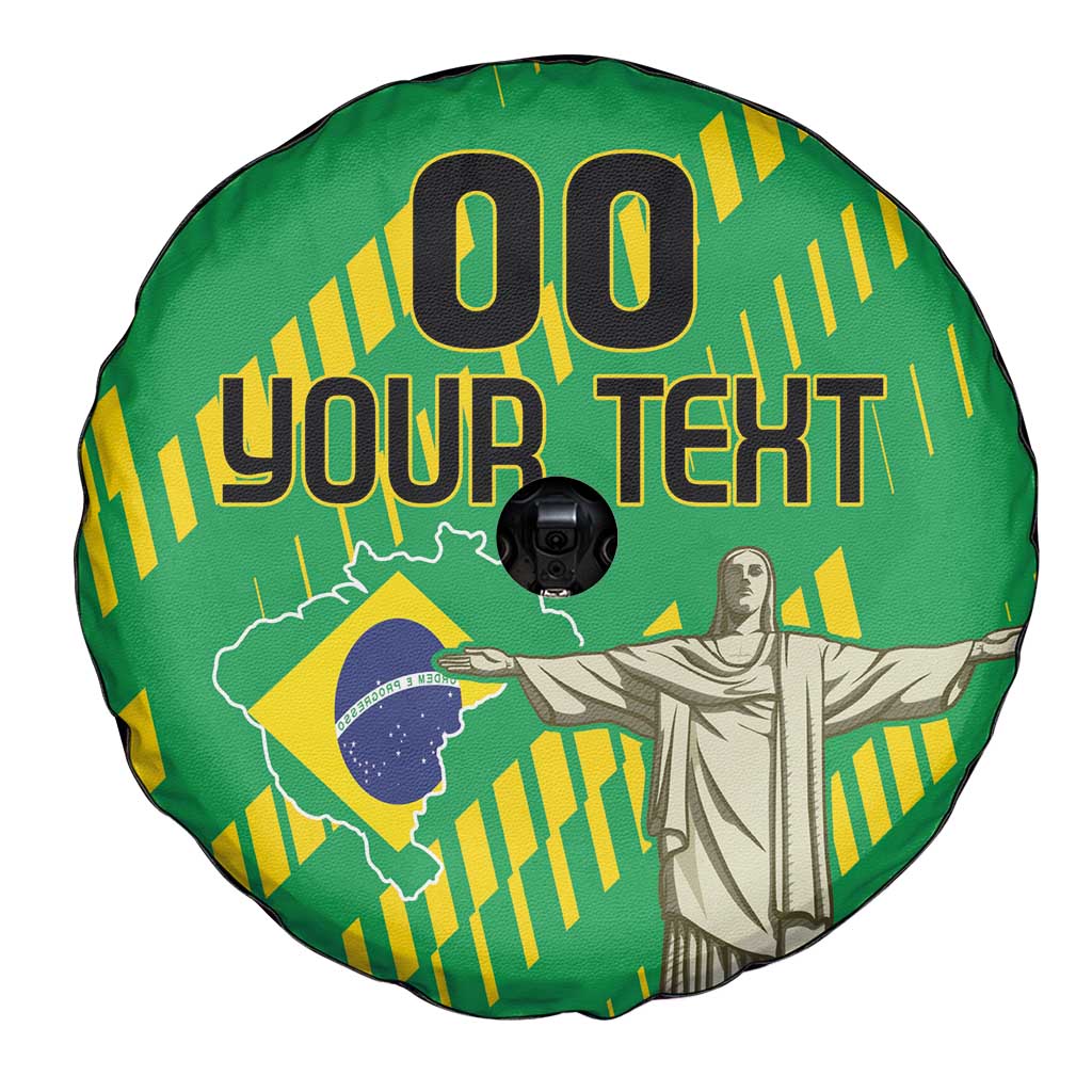 Custom Brazil Happy Independence Day Spare Tire Cover Cristo Redentor Flag Style - Wonder Print Shop