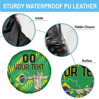 Custom Brazil Happy Independence Day Spare Tire Cover Cristo Redentor Flag Style - Wonder Print Shop