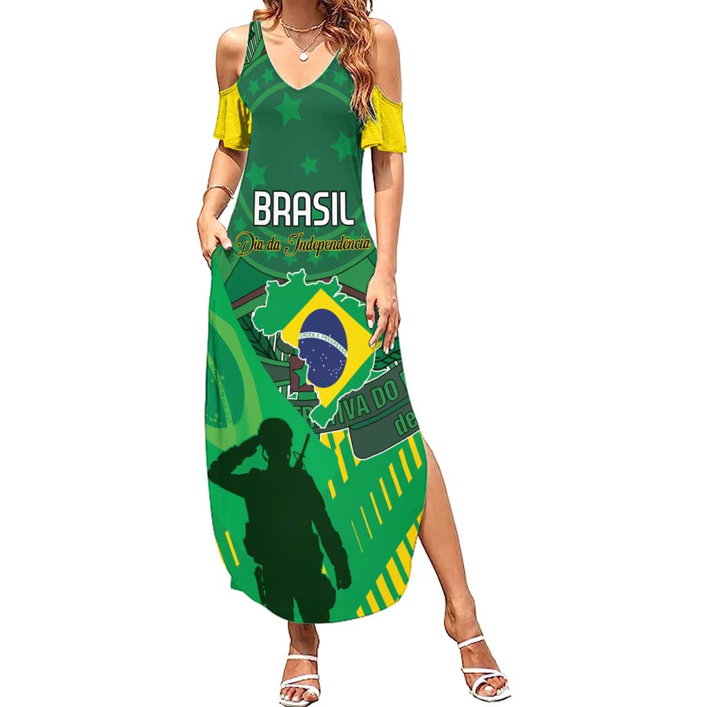 Custom Brazil Happy Independence Day Summer Maxi Dress Cristo Redentor Flag Style - Wonder Print Shop