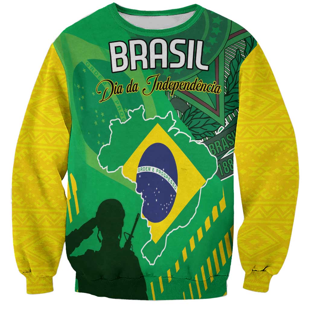 Custom Brazil Happy Independence Day Sweatshirt Cristo Redentor Flag Style - Wonder Print Shop