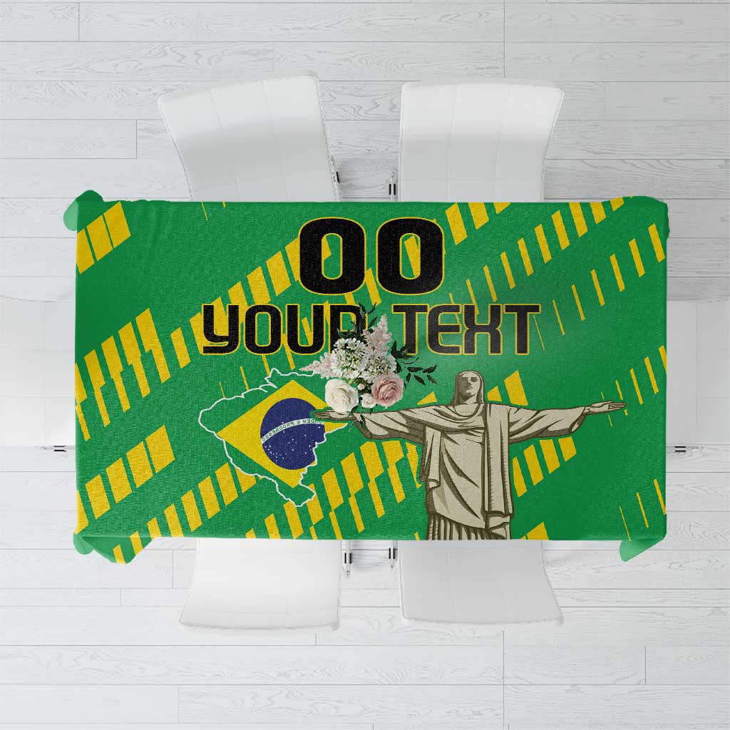 Custom Brazil Happy Independence Day Tablecloth Cristo Redentor Flag Style - Wonder Print Shop