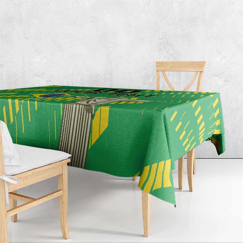 Custom Brazil Happy Independence Day Tablecloth Cristo Redentor Flag Style - Wonder Print Shop