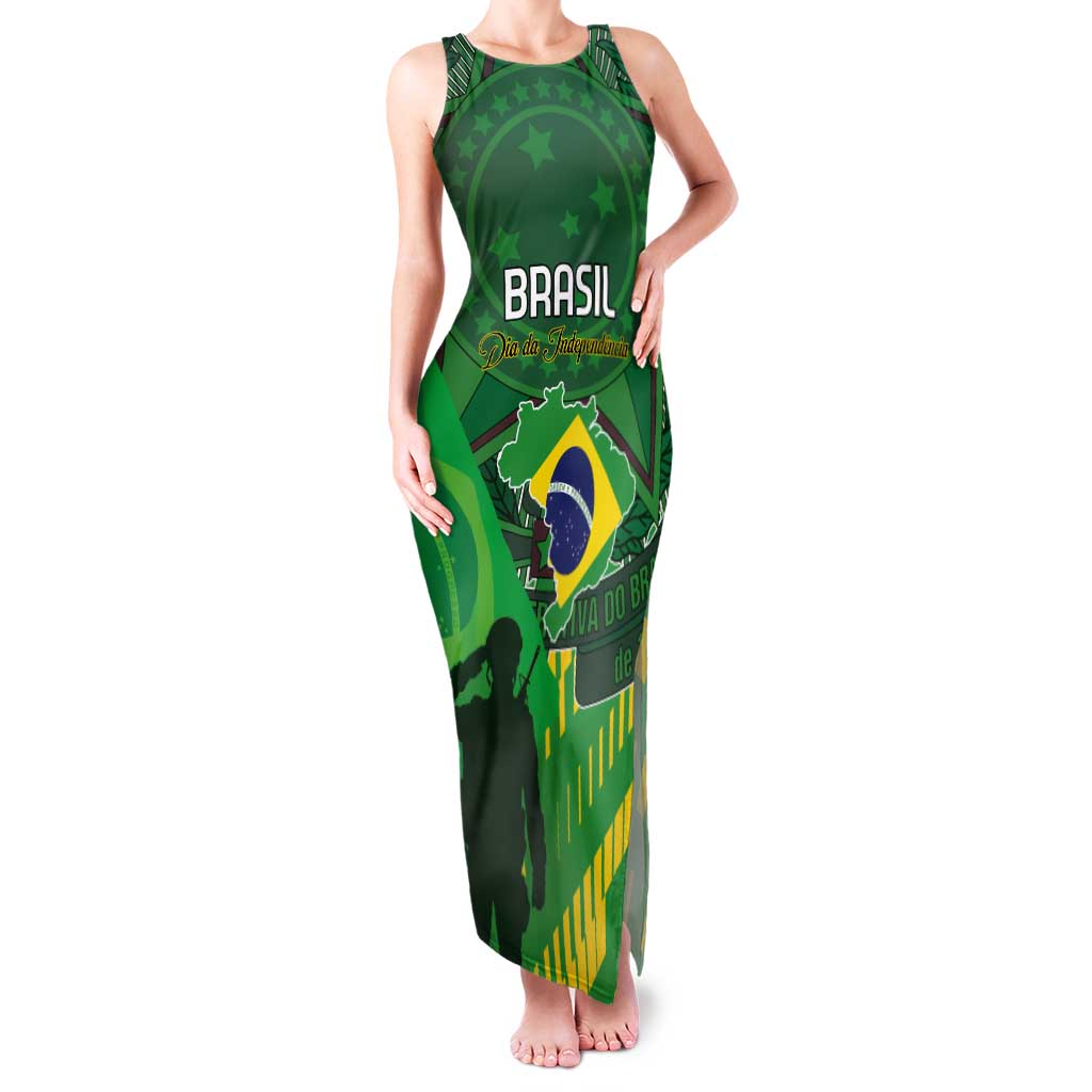 Custom Brazil Happy Independence Day Tank Maxi Dress Cristo Redentor Flag Style - Wonder Print Shop