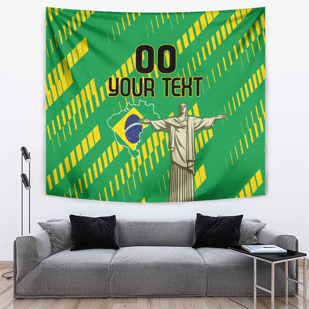Custom Brazil Happy Independence Day Tapestry Cristo Redentor Flag Style - Wonder Print Shop