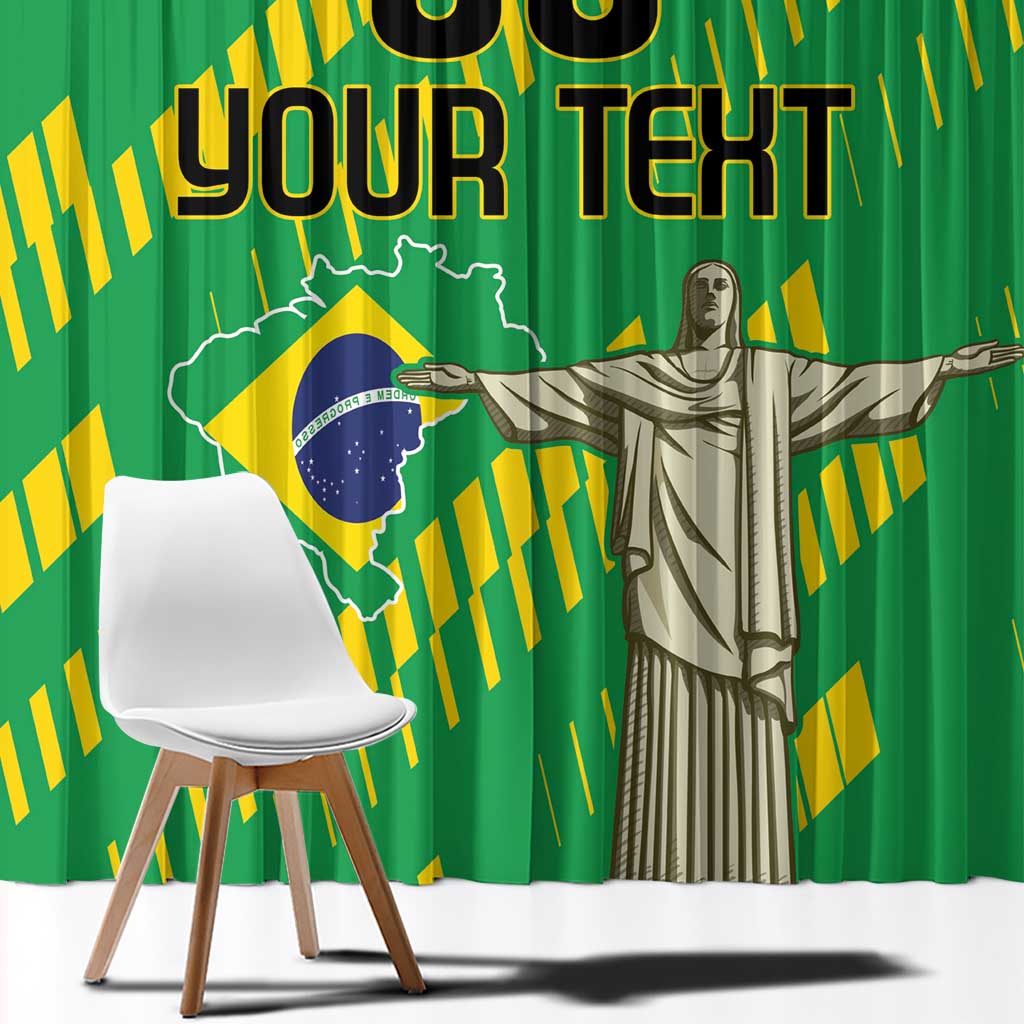 Custom Brazil Happy Independence Day Window Curtain Cristo Redentor Flag Style - Wonder Print Shop