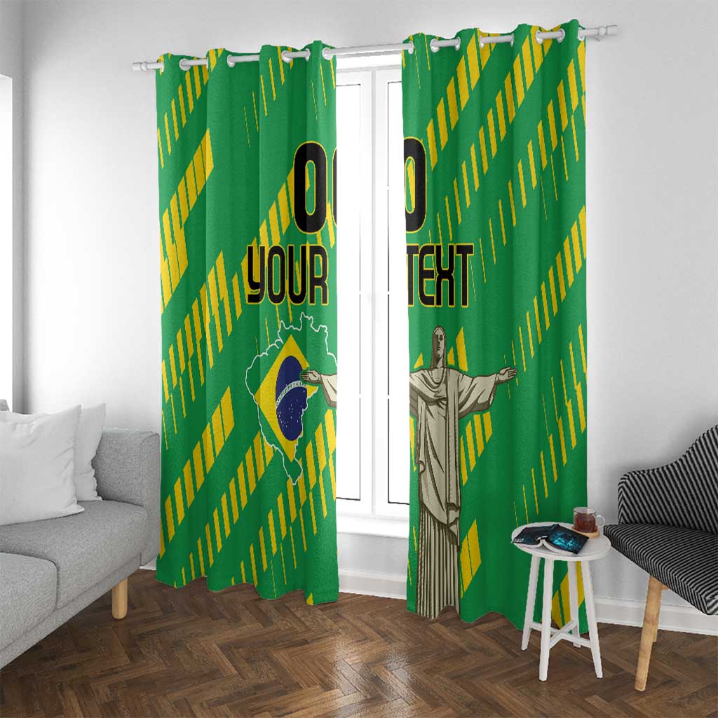 Custom Brazil Happy Independence Day Window Curtain Cristo Redentor Flag Style - Wonder Print Shop