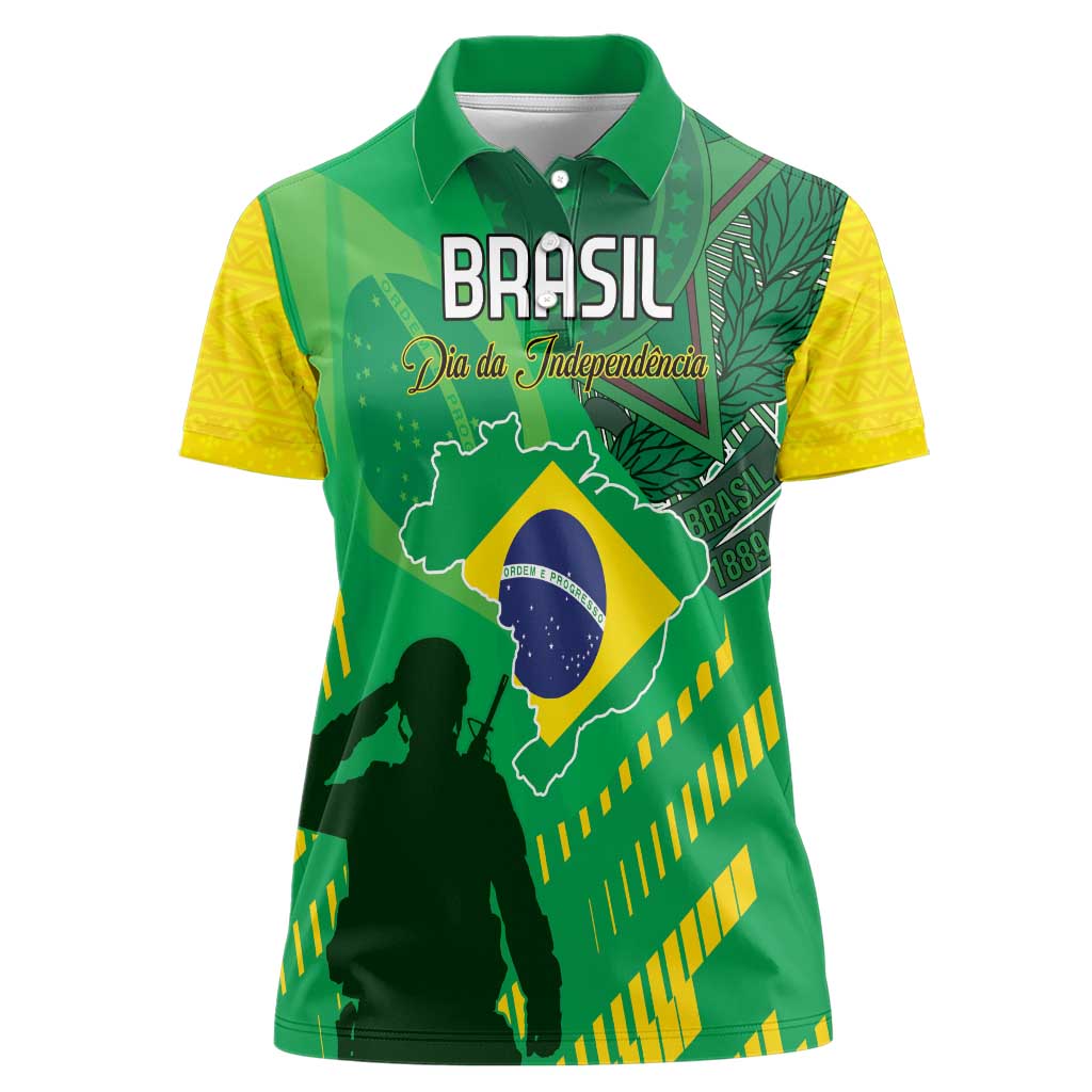 Custom Brazil Happy Independence Day Women Polo Shirt Cristo Redentor Flag Style - Wonder Print Shop