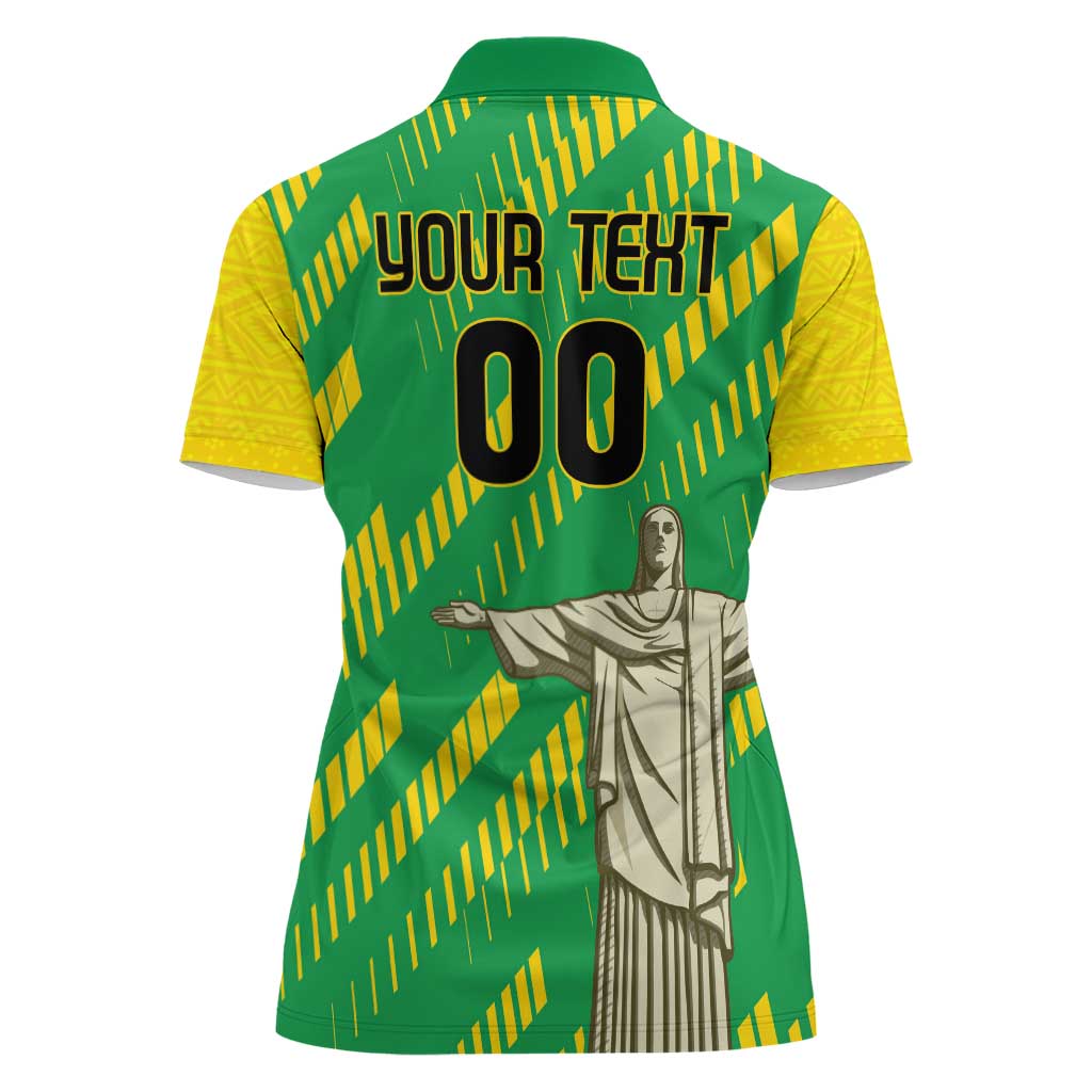 Custom Brazil Happy Independence Day Women Polo Shirt Cristo Redentor Flag Style - Wonder Print Shop
