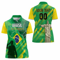 Custom Brazil Happy Independence Day Women Polo Shirt Cristo Redentor Flag Style - Wonder Print Shop