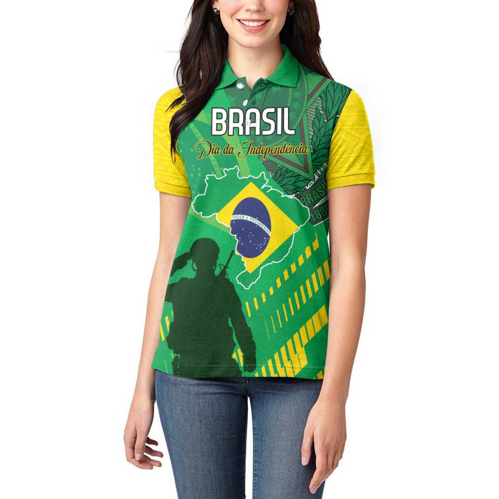 Custom Brazil Happy Independence Day Women Polo Shirt Cristo Redentor Flag Style - Wonder Print Shop