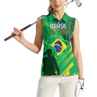 Custom Brazil Happy Independence Day Women Sleeveless Polo Shirt Cristo Redentor Flag Style - Wonder Print Shop