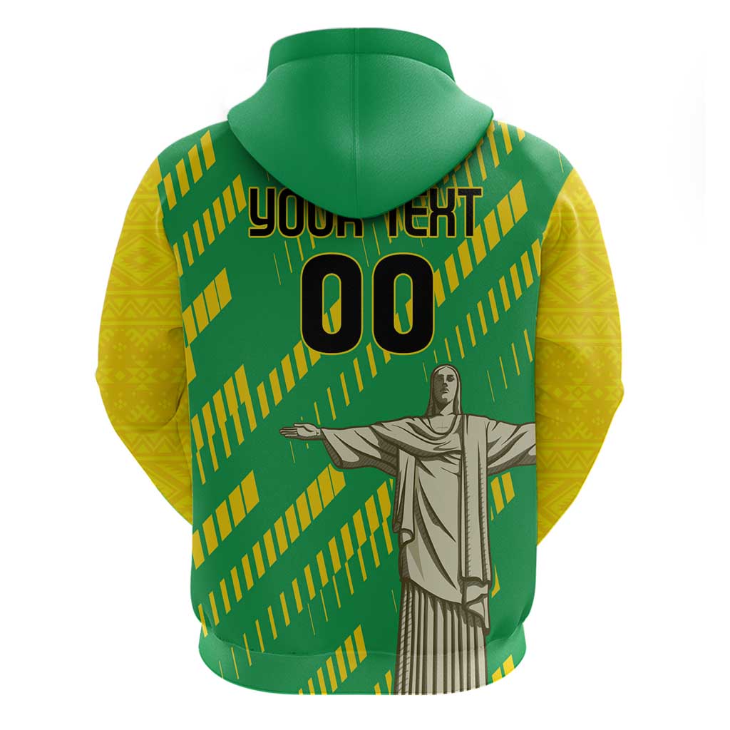 Custom Brazil Happy Independence Day Zip Hoodie Cristo Redentor Flag Style - Wonder Print Shop
