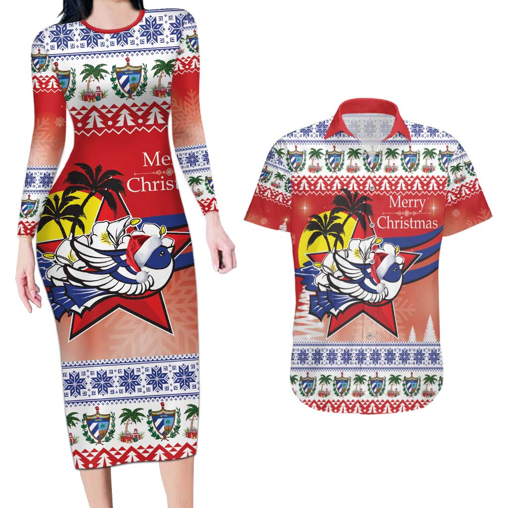 Cuba Cuban Trogon Christmas Couples Matching Long Sleeve Bodycon Dress and Hawaiian Shirt Patria o Muerte Venceremos - Wonder Print Shop