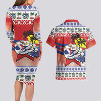 Cuba Cuban Trogon Christmas Couples Matching Long Sleeve Bodycon Dress and Hawaiian Shirt Patria o Muerte Venceremos - Wonder Print Shop