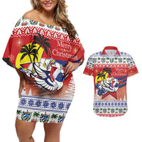 Cuba Cuban Trogon Christmas Couples Matching Off Shoulder Short Dress and Hawaiian Shirt Patria o Muerte Venceremos - Wonder Print Shop