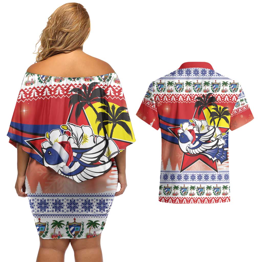 Cuba Cuban Trogon Christmas Couples Matching Off Shoulder Short Dress and Hawaiian Shirt Patria o Muerte Venceremos - Wonder Print Shop