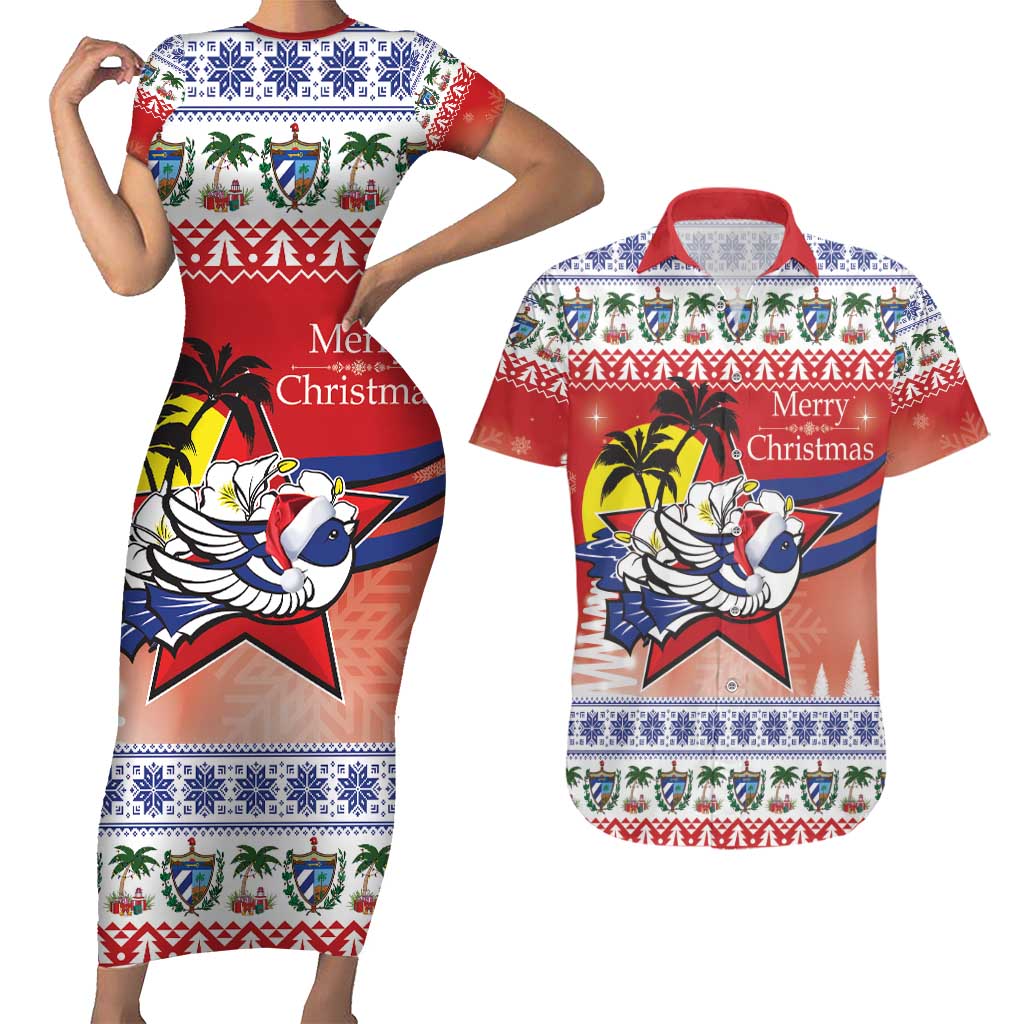 Cuba Cuban Trogon Christmas Couples Matching Short Sleeve Bodycon Dress and Hawaiian Shirt Patria o Muerte Venceremos - Wonder Print Shop
