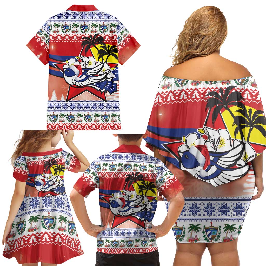 Cuba Cuban Trogon Christmas Family Matching Off Shoulder Short Dress and Hawaiian Shirt Patria o Muerte Venceremos - Wonder Print Shop
