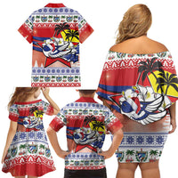 Cuba Cuban Trogon Christmas Family Matching Off Shoulder Short Dress and Hawaiian Shirt Patria o Muerte Venceremos - Wonder Print Shop