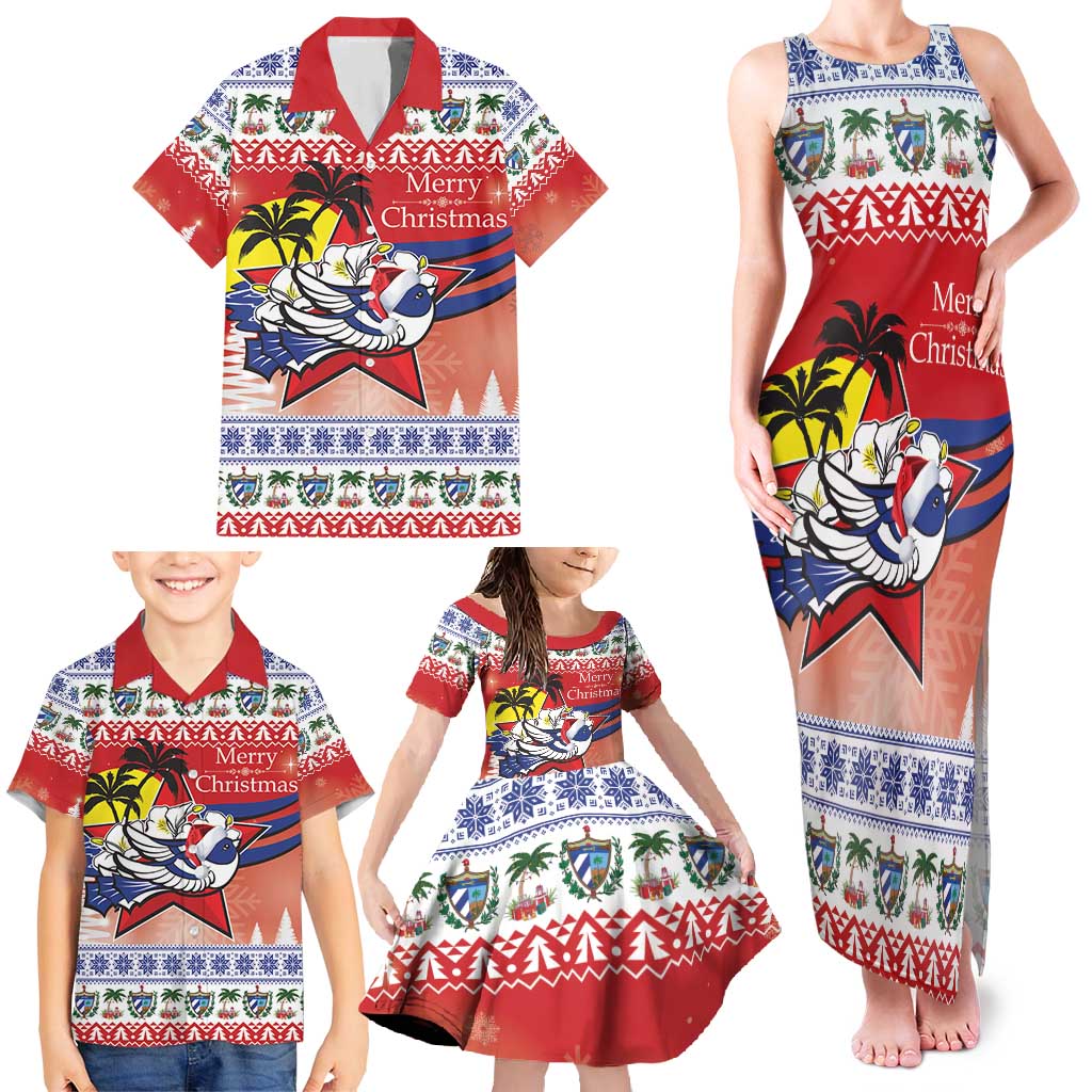 Cuba Cuban Trogon Christmas Family Matching Tank Maxi Dress and Hawaiian Shirt Patria o Muerte Venceremos - Wonder Print Shop