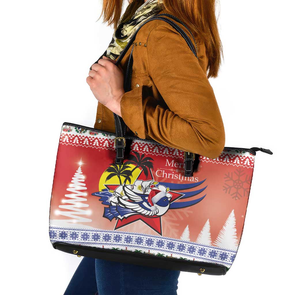 Cuba Cuban Trogon Christmas Leather Tote Bag Patria o Muerte Venceremos - Wonder Print Shop