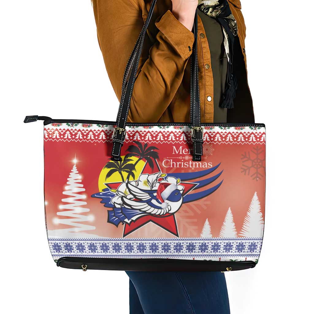 Cuba Cuban Trogon Christmas Leather Tote Bag Patria o Muerte Venceremos - Wonder Print Shop
