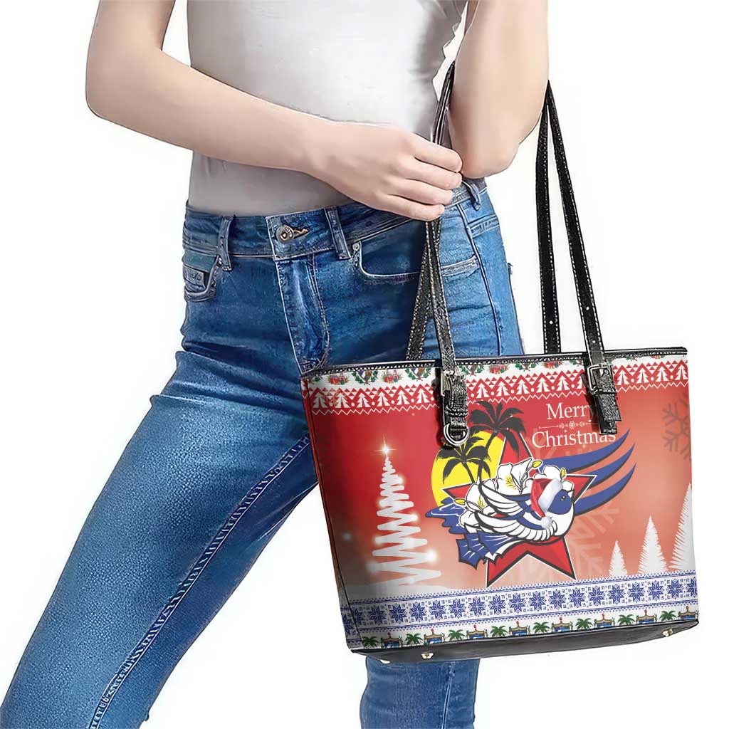 Cuba Cuban Trogon Christmas Leather Tote Bag Patria o Muerte Venceremos - Wonder Print Shop