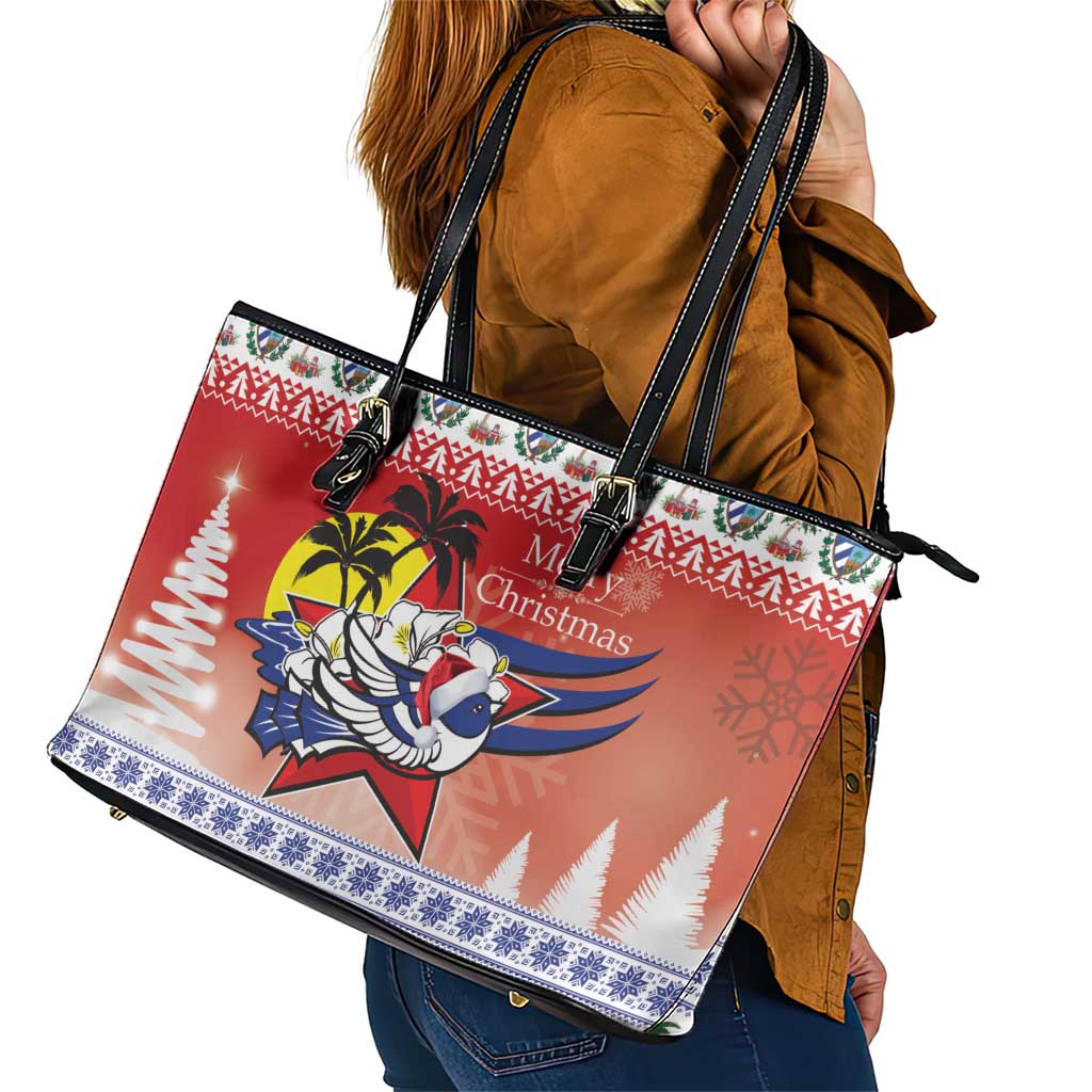 Cuba Cuban Trogon Christmas Leather Tote Bag Patria o Muerte Venceremos - Wonder Print Shop