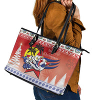 Cuba Cuban Trogon Christmas Leather Tote Bag Patria o Muerte Venceremos - Wonder Print Shop