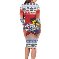 Cuba Cuban Trogon Christmas Long Sleeve Bodycon Dress Patria o Muerte Venceremos - Wonder Print Shop