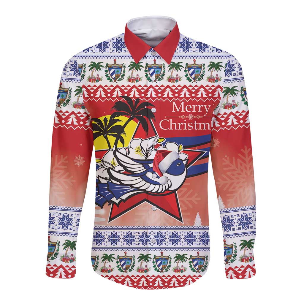Cuba Cuban Trogon Christmas Long Sleeve Button Shirt Patria o Muerte Venceremos - Wonder Print Shop