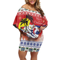 Cuba Cuban Trogon Christmas Off Shoulder Short Dress Patria o Muerte Venceremos - Wonder Print Shop
