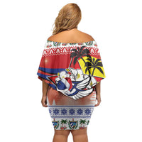 Cuba Cuban Trogon Christmas Off Shoulder Short Dress Patria o Muerte Venceremos - Wonder Print Shop