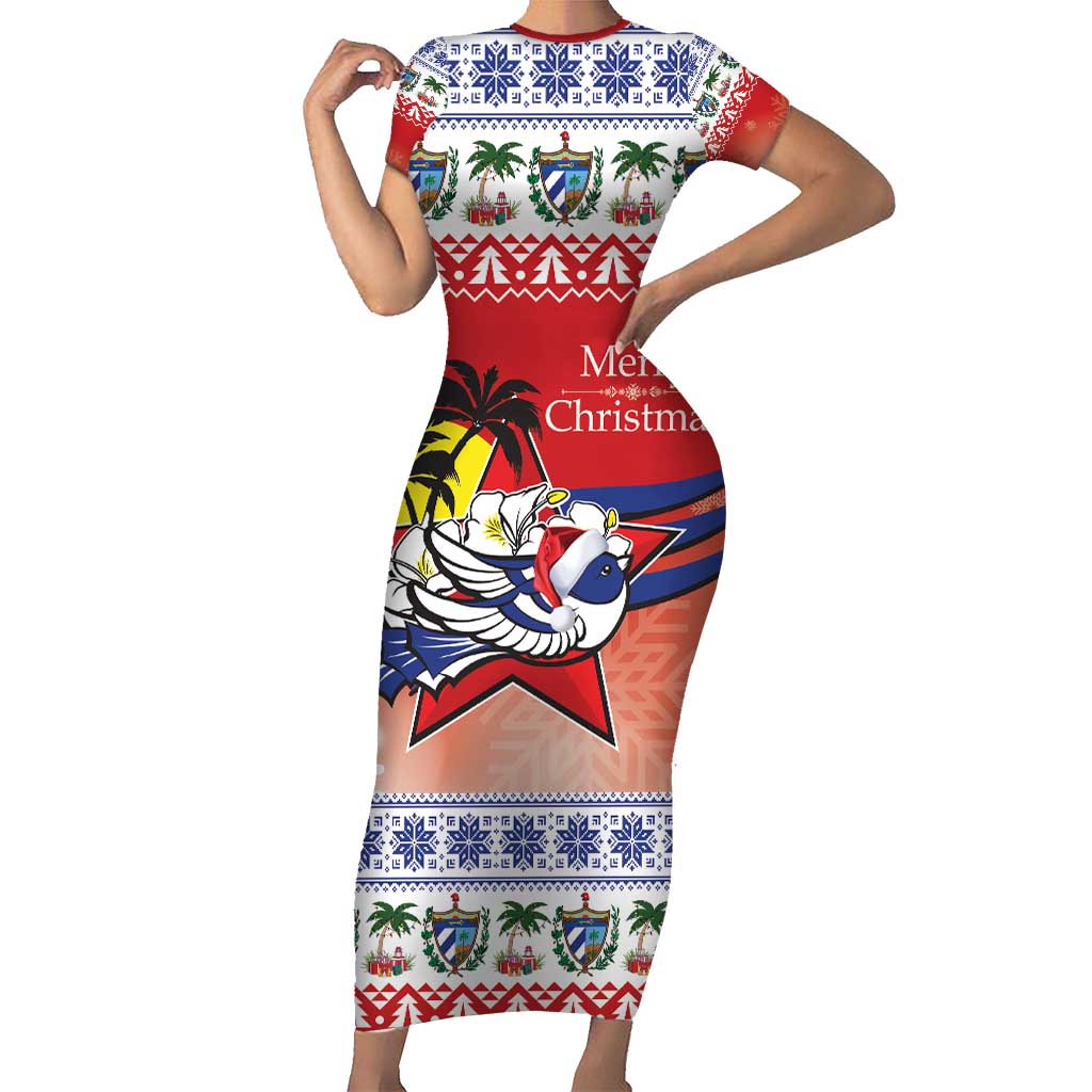 Cuba Cuban Trogon Christmas Short Sleeve Bodycon Dress Patria o Muerte Venceremos - Wonder Print Shop