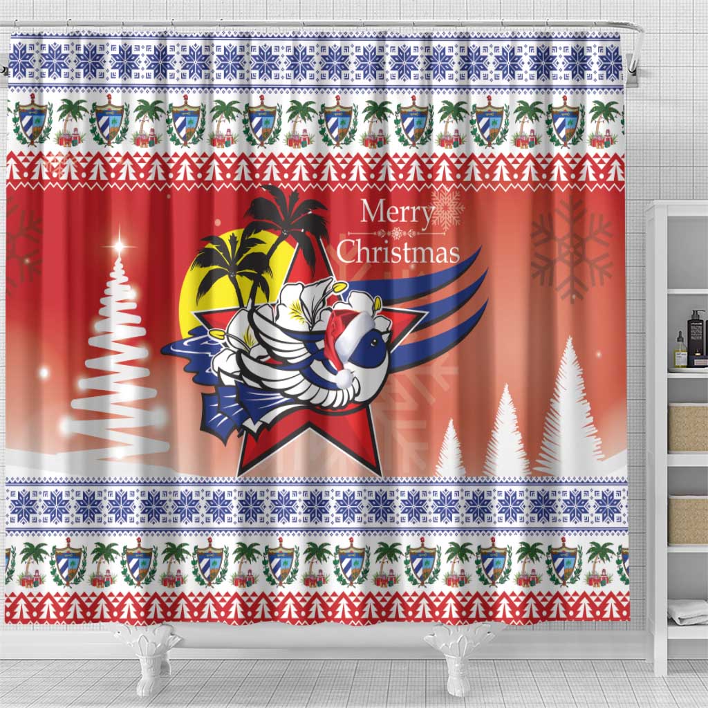 Cuba Cuban Trogon Christmas Shower Curtain Patria o Muerte Venceremos