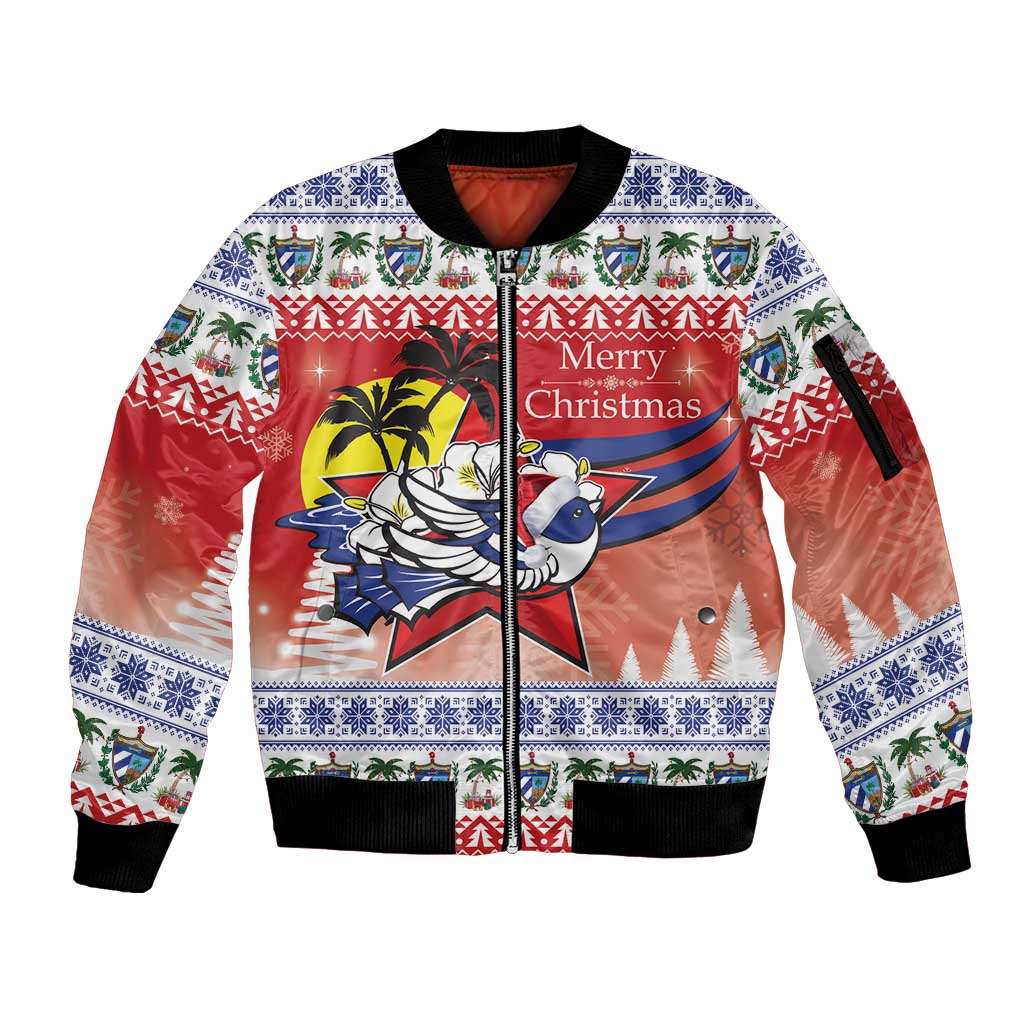 Cuba Cuban Trogon Christmas Sleeve Zip Bomber Jacket Patria o Muerte Venceremos - Wonder Print Shop