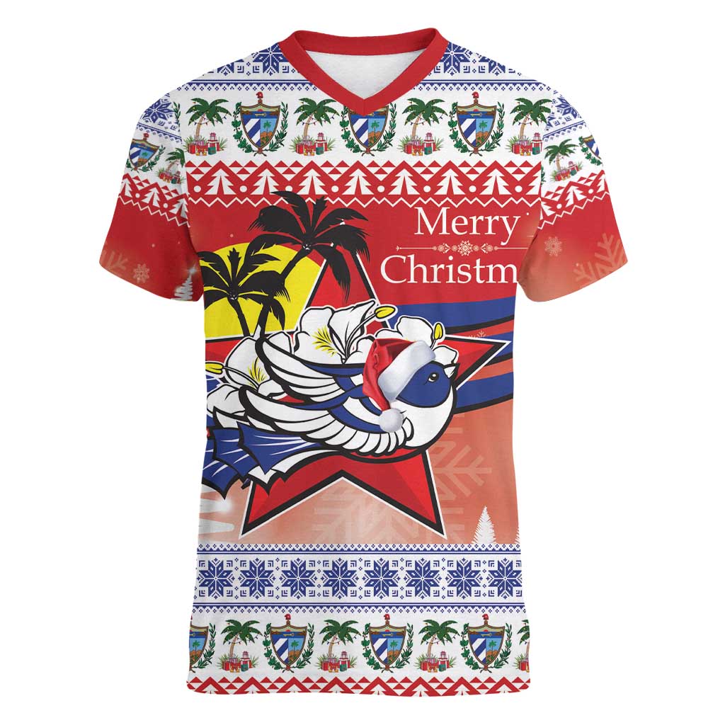 Cuba Cuban Trogon Christmas Women V-Neck T-Shirt Patria o Muerte Venceremos - Wonder Print Shop
