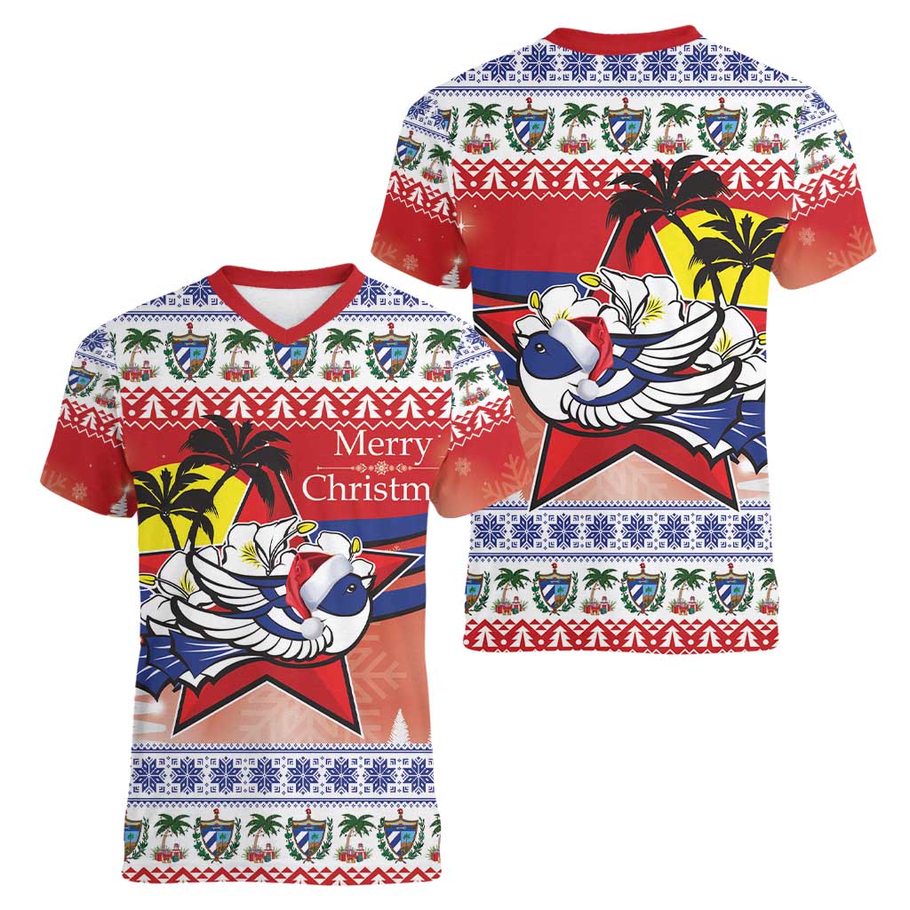 Cuba Cuban Trogon Christmas Women V-Neck T-Shirt Patria o Muerte Venceremos - Wonder Print Shop
