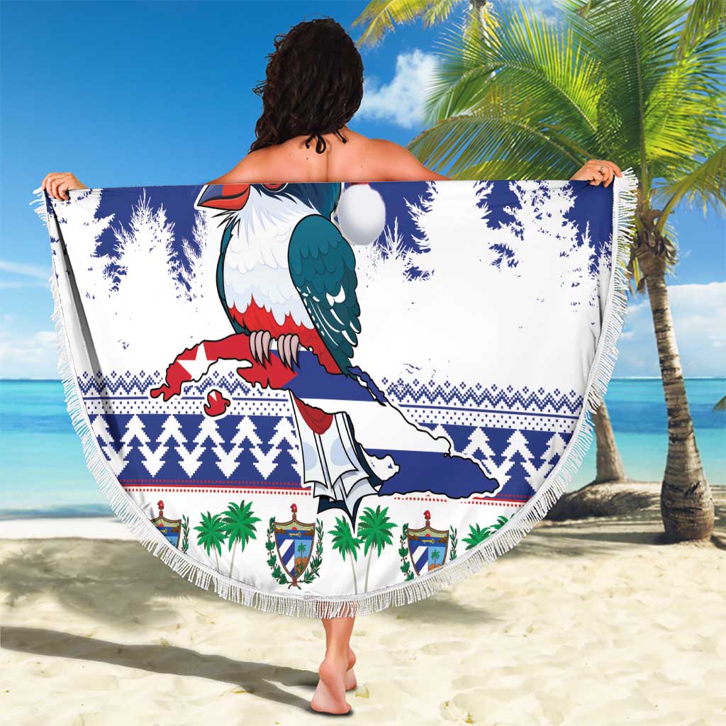 Cuba Christmas Beach Blanket Cuban Trogon Map With Feliz Navidad - Wonder Print Shop