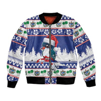 Cuba Christmas Bomber Jacket Cuban Trogon Map With Feliz Navidad - Wonder Print Shop