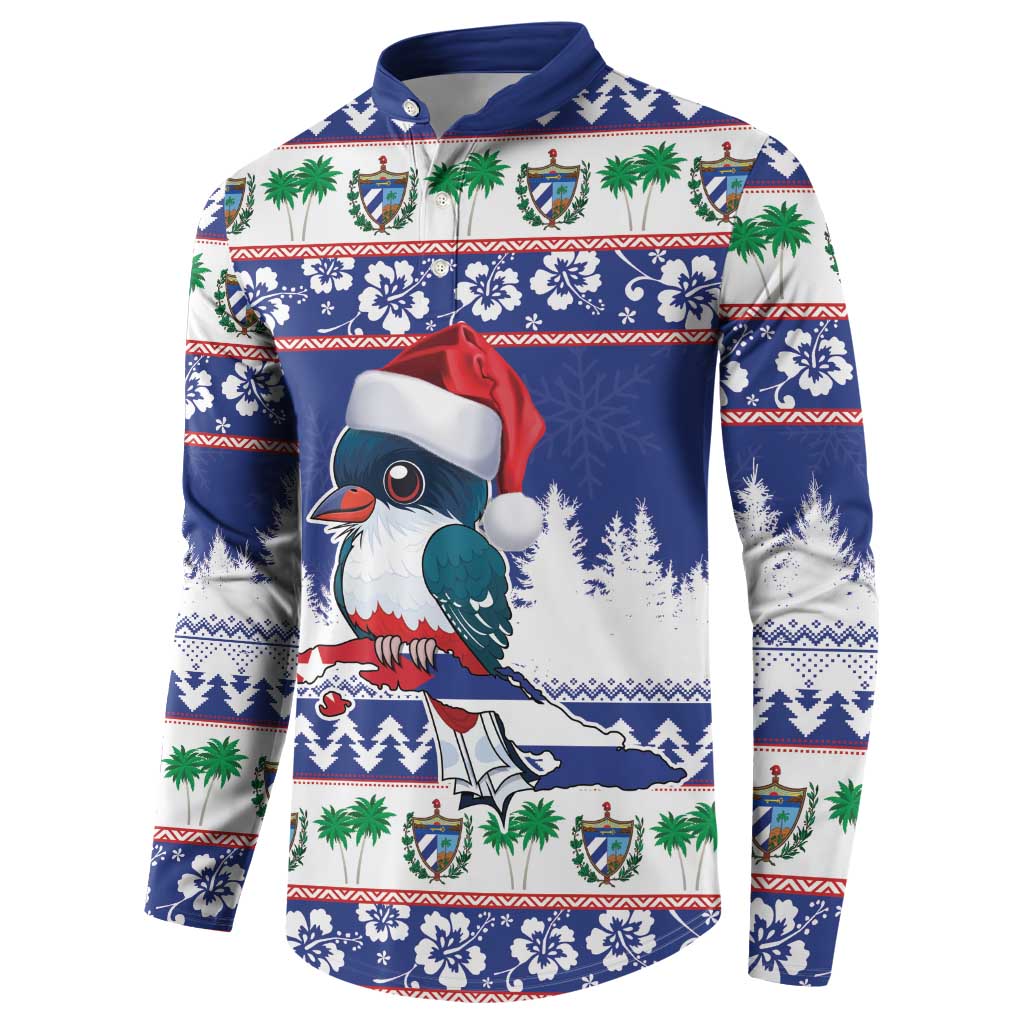 Cuba Christmas Button Sweatshirt Cuban Trogon Map With Feliz Navidad - Wonder Print Shop