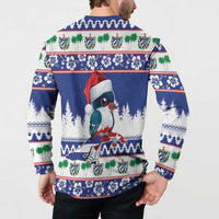 Cuba Christmas Button Sweatshirt Cuban Trogon Map With Feliz Navidad - Wonder Print Shop