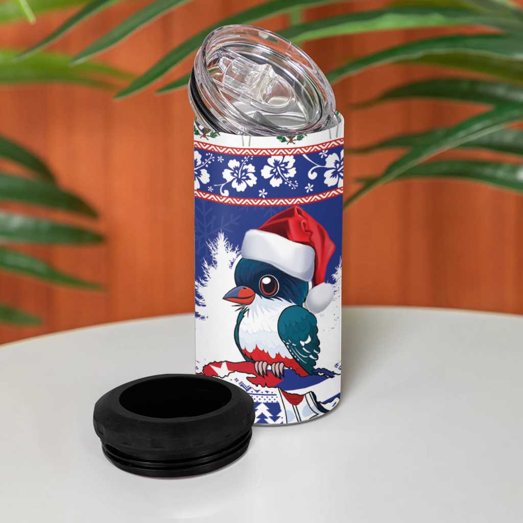 Cuba Christmas 4 in 1 Can Cooler Tumbler Cuban Trogon Map With Feliz Navidad - Wonder Print Shop