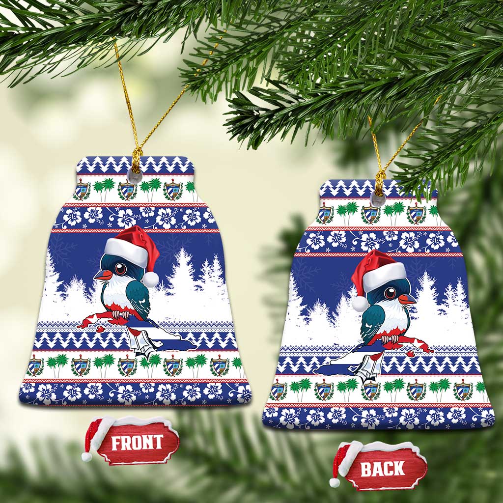 Cuba Christmas Ceramic Ornament Cuban Trogon Map With Feliz Navidad - Wonder Print Shop